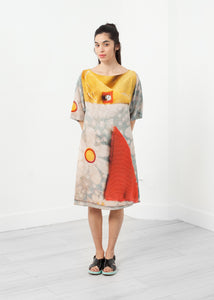 3/4 Sleeve Kimono Dress Itatilan potato print and mexican marshmellow
