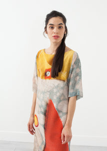 3/4 Sleeve Kimono Dress Itatilan potato print and mexican marshmellow
